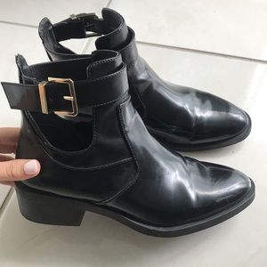 Zara patent leather cutout ankle boots